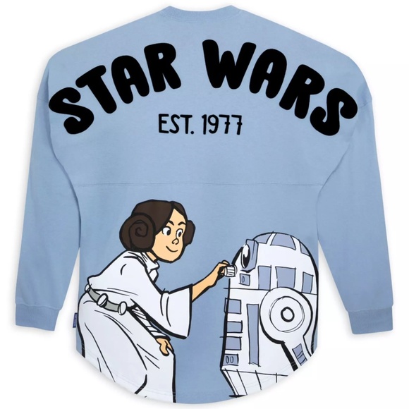 Disney Tops - Disney Parks Star Wars Spirit Jersey Adult Size Blue Princess Leia R2D2 - NEW